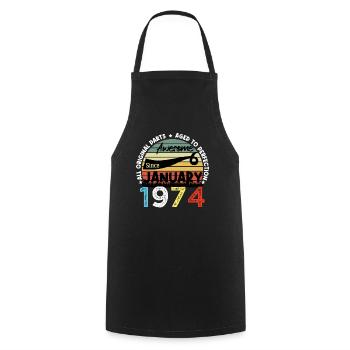 Awesome Since January 1974 Vintage 50 ans Birthday - Tablier de cuisine - noir - Devant - AI Model Male 185 dark (185cm)