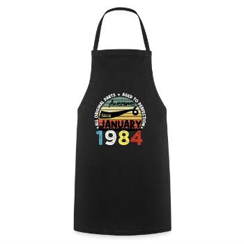 Awesome Since January 1984 Vintage 40 ans Birthday - Tablier de cuisine - noir - Devant - AI Model Male 185 dark (185cm)