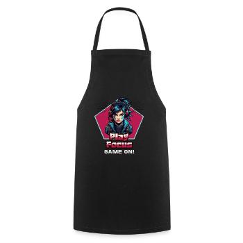Zocker Frau Spiele fokusiert Gaming Girl - Kochschürze - Schwarz - Vorne - AI Model Male 185 dark (185cm)