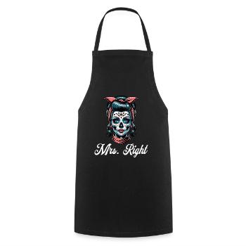 Mrs. Right Skull Face Paint Sugar Skull - Cooking Apron - black - Front - AI Model Male 185 dark (185cm)