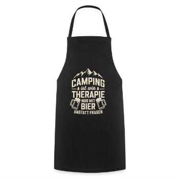 Camping Urlaub Wohnwagen Therapie Bier Leben - Kochschürze - Schwarz - Vorne - AI Model Male 185 dark (185cm)
