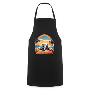 Chats au bord de la mer - Tablier de cuisine - noir - Devant - AI Model Male 185 dark (185cm)
