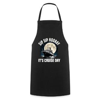 Sip Sip Hooray It's Cruise Day Cruise Ship - Kochschürze - Schwarz - Vorne - AI Model Male 185 dark (185cm)