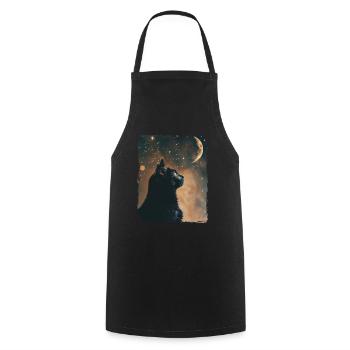 Black Cat Animal Stars Full Moon Night Starry Sky - Cooking Apron - black - Front - AI Model Male 185 dark (185cm)