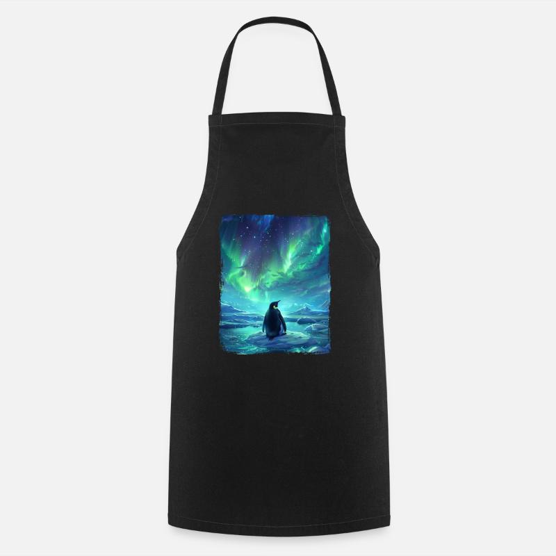 Nordlichter Tier Aurora Borealis Pinguin - Kochschürze - Schwarz