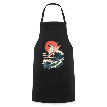French Bulldog Animal Japanese Surfing Beach Wave - Cooking Apron - black - Front - AI Model Male 185 dark (185cm)