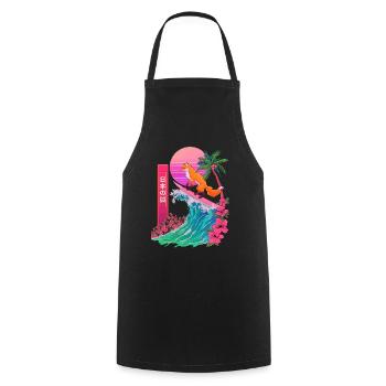 Fox Red Fox Animal Japanese Surfing Beach Wave - Cooking Apron - black - Front - AI Model Male 185 dark (185cm)