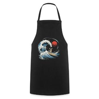 Chihuahua chien animal japonais surf plage vague - Tablier de cuisine - noir - Devant - AI Model Male 185 dark (185cm)