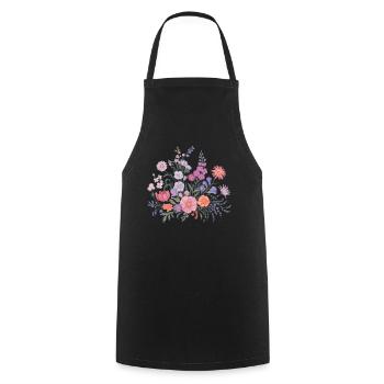 Jardinier de fleurs florales de fleurs sauvages colorées - Tablier de cuisine - noir - Devant - AI Model Male 185 dark (185cm)