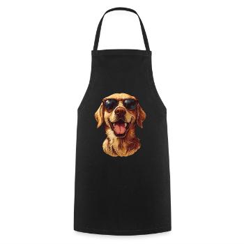 Golden Retriever Sunglasses Happy Cute Dog Animal - Cooking Apron - black - Front - AI Model Male 185 dark (185cm)