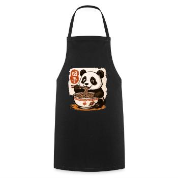 Cute Panda Eating Noodles Asian Food Illustration - Cooking Apron - black - Front - AI Model Male 185 dark (185cm)
