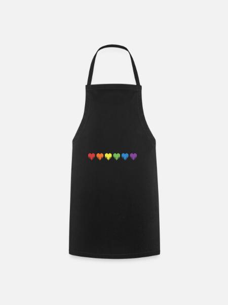 LGBT Herzen - Kochschürze - Schwarz