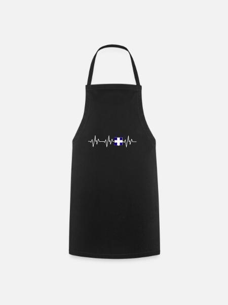 Grèce Drapeau grec Battement de cœur grec - Tablier de cuisine - noir