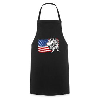 Saluki America Flag Dog Dogs Wilsigns - Cooking Apron - black - Front - AI Model Male 185 dark (185cm)