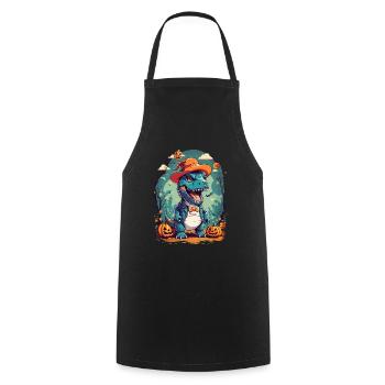 Dinosaur Halloween Pumpkin Kawaii Gift - Cooking Apron - black - Front - AI Model Male 185 dark (185cm)