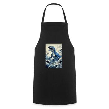 Dinosaurier Hokusai Japanische Kunst Humor Kanagawa - Kochschürze - Schwarz - Vorne - AI Model Male 185 dark (185cm)