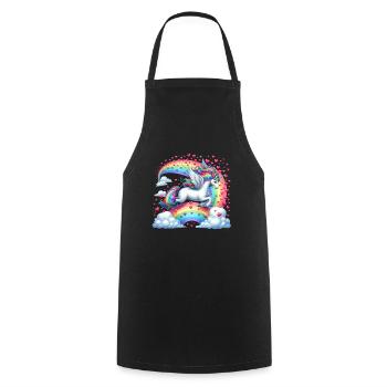 Einhorn Valentinstag Regenbogenherzen Fantasie - Kochschürze - Schwarz - Vorne - AI Model Male 185 dark (185cm)