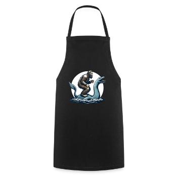 Bigfoot Sasquatch Riding The Loch Ness Monster - Cooking Apron - black - Front - AI Model Male 185 dark (185cm)