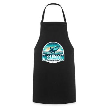 Epic Megalodon Expedition | Shark Lover Adventure - Cooking Apron - black - Front - AI Model Male 185 dark (185cm)
