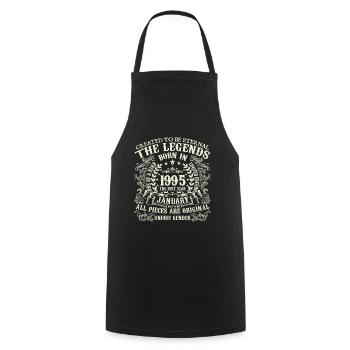 January 1995 Anniversary 1995 January Year - Cooking Apron - black - Front - AI Model Male 185 dark (185cm)