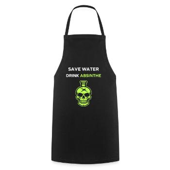 Wasser sparen, Absinth trinken - Kochschürze - Schwarz - Vorne - AI Model Male 185 dark (185cm)