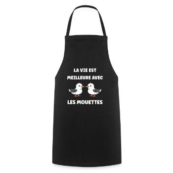 J'aime les mouettes - Tablier de cuisine - noir - Devant - AI Model Male 185 dark (185cm)