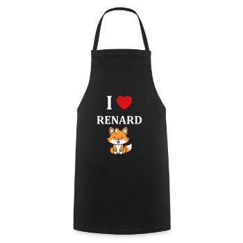 J'aime les renards - Tablier de cuisine - noir - Devant - AI Model Male 185 dark (185cm)