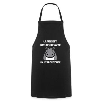 amour petit hippopotame - Tablier de cuisine - noir - Devant - AI Model Male 185 dark (185cm)
