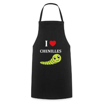 Chenilles insecte Amour petite chenille - Tablier de cuisine - noir - Devant - AI Model Male 185 dark (185cm)