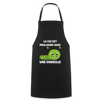 Chenilles insecte Amour petite chenille - Tablier de cuisine - noir - Devant - AI Model Male 185 dark (185cm)