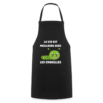 Chenilles insecte Amour petite chenille - Tablier de cuisine - noir - Devant - AI Model Male 185 dark (185cm)