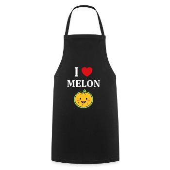 Fruit Humour petit Melon - Tablier de cuisine - noir - Devant - AI Model Male 185 dark (185cm)