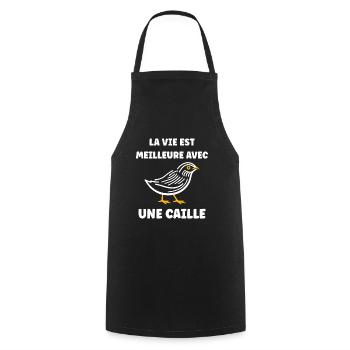 Humour Cailles oiseaux Petite caille - Tablier de cuisine - noir - Devant - AI Model Male 185 dark (185cm)