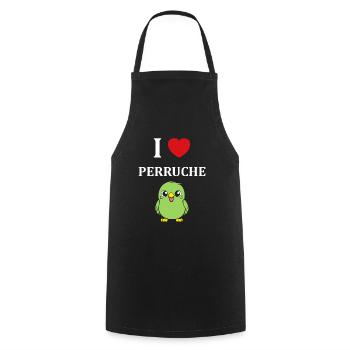 Oiseaux perruches humour petite perruche - Tablier de cuisine - noir - Devant - AI Model Male 185 dark (185cm)