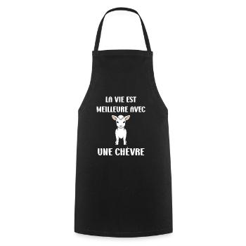 Citation humour petite chèvre - Tablier de cuisine - noir - Devant - AI Model Male 185 dark (185cm)