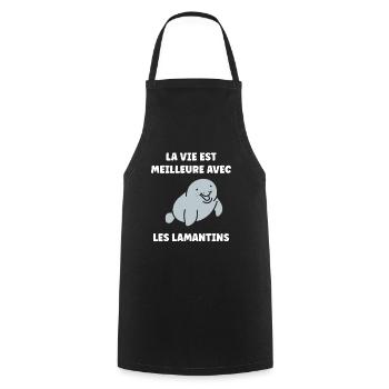 Drôle bébé minimaliste simple petit lamantin - Tablier de cuisine - noir - Devant - AI Model Male 185 dark (185cm)