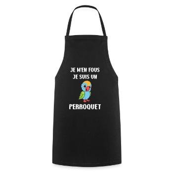 Humour petit perroquet - Tablier de cuisine - noir - Devant - AI Model Male 185 dark (185cm)