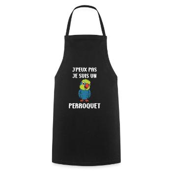 Humour petit perroquet - Tablier de cuisine - noir - Devant - AI Model Male 185 dark (185cm)