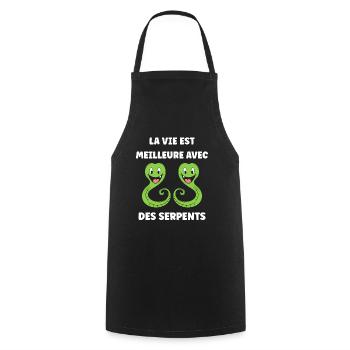 Humour petit serpent - Tablier de cuisine - noir - Devant - AI Model Male 185 dark (185cm)