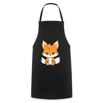 Kitsune Japanese Little Fox Humor - Cooking Apron - black - Front - AI Model Male 185 dark (185cm)
