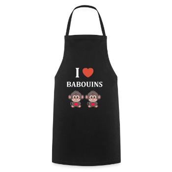 Humour petit singe babouin - Tablier de cuisine - noir - Devant - AI Model Male 185 dark (185cm)