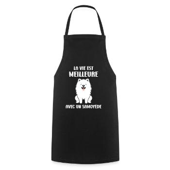 Humour Chien Samoyède - Tablier de cuisine - noir - Devant - AI Model Male 185 dark (185cm)