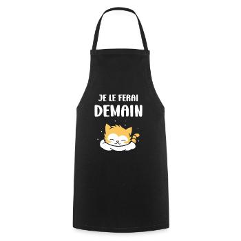 Je le ferai demain - Tablier de cuisine - noir - Devant - AI Model Male 185 dark (185cm)