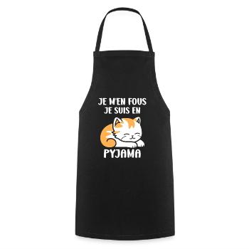 Je m'en fous je suis en pyjama - Tablier de cuisine - noir - Devant - AI Model Male 185 dark (185cm)