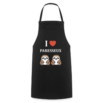 Animal humour paresseux - Tablier de cuisine - noir - Devant - AI Model Male 185 dark (185cm)