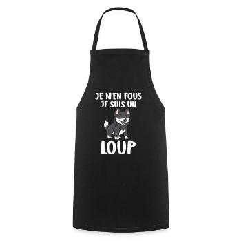 Humour loup - Tablier de cuisine - noir - Devant - AI Model Male 185 dark (185cm)
