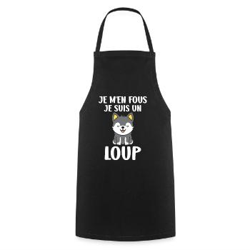 Humour loup - Tablier de cuisine - noir - Devant - AI Model Male 185 dark (185cm)