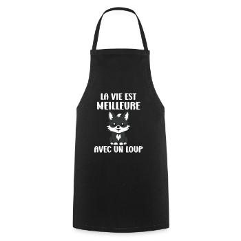 Humour loup - Tablier de cuisine - noir - Devant - AI Model Male 185 dark (185cm)