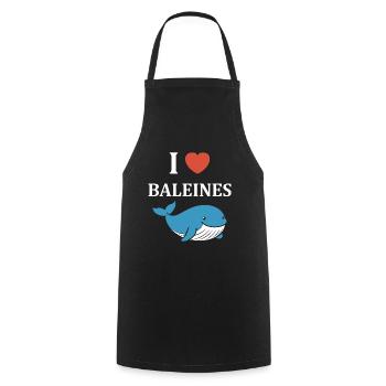 Baleines bleu Amour baleine - Tablier de cuisine - noir - Devant - AI Model Male 185 dark (185cm)