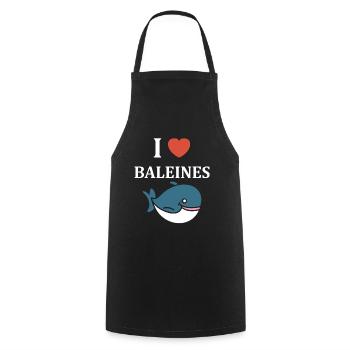 Baleines bleu Amour baleine - Tablier de cuisine - noir - Devant - AI Model Male 185 dark (185cm)